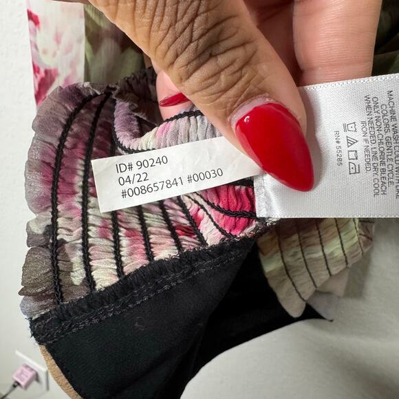 Express Conscious Edit One Shoulder Floral Chiffon Blouse Top XS - Picture 5 of 8